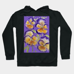 Viola Watercolor Purple Floral Pattern on Purple Hoodie